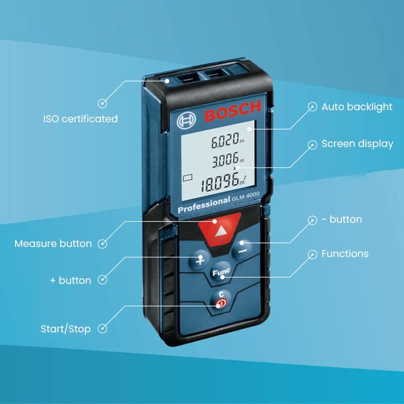 Télémètre laser Bosch GLM 4000 40mm haute précision 2mm - Instrument professionnel pour pêche