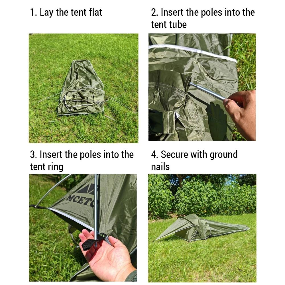 Tente tunnel 1 personne ultralégère 210D Oxford imperméable randonnée pêche camping sac à dos compacte