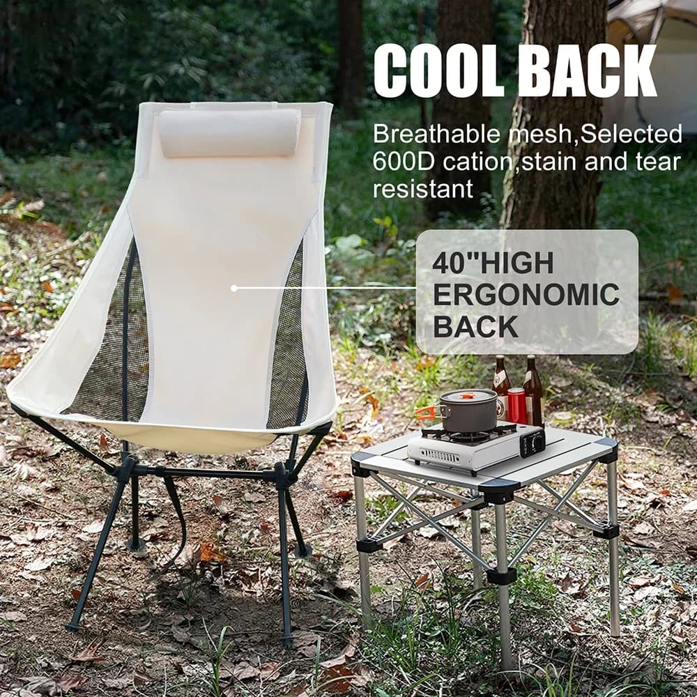 Chaise portable Westtune pliable avec repose-tête - Siège léger pêche camping aluminium extérieur