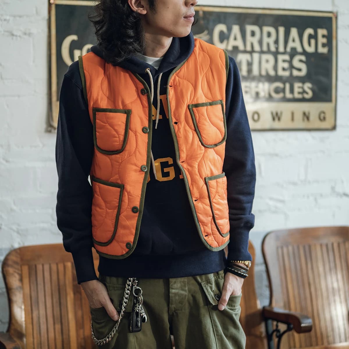 Veste légère sans manches matelassée en nylon doublure chaude pour la pêche