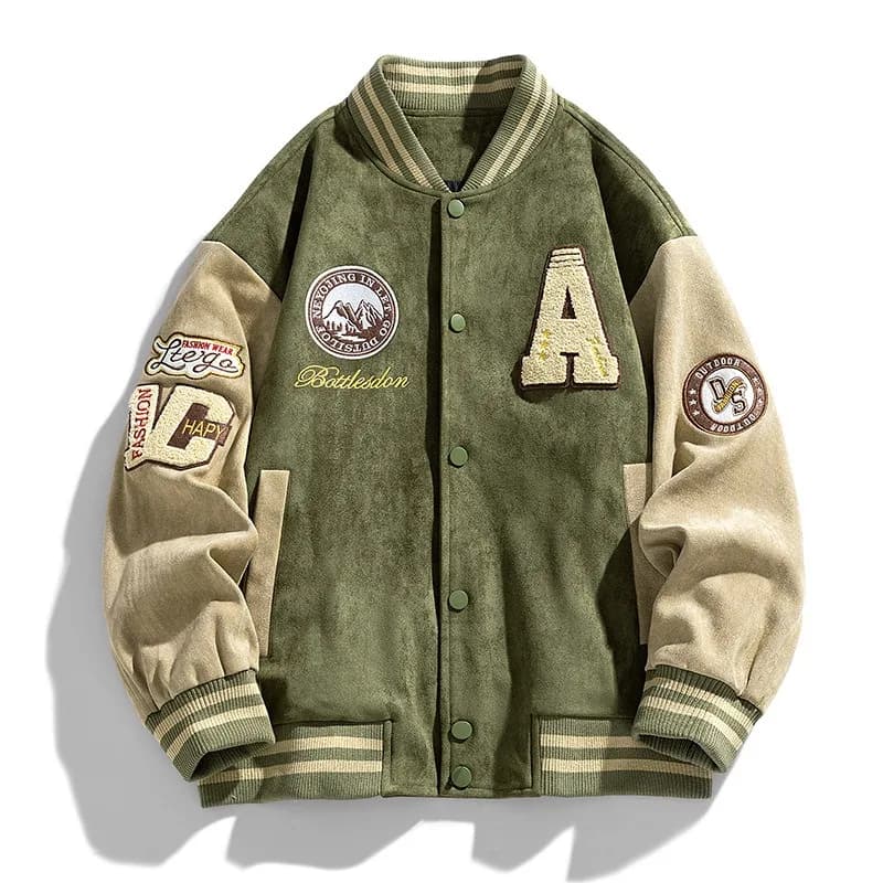 Veste baseball brodée pour pêche - Style hip-hop - Veste légère printemps automne - Homme