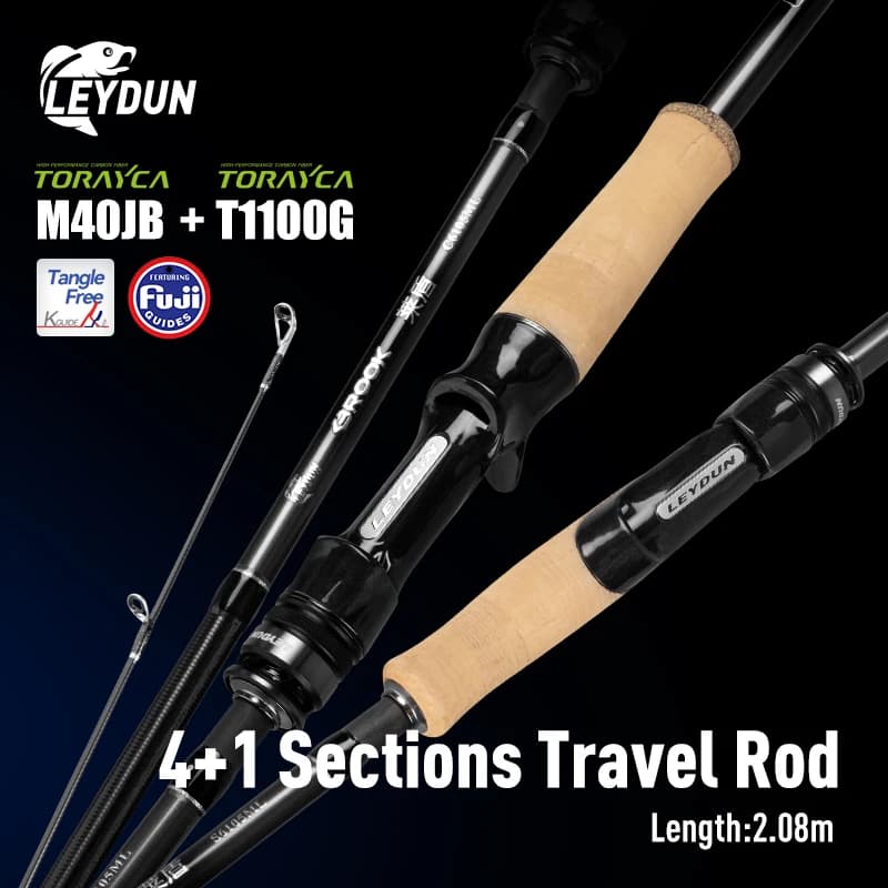 Canne Leydun BROOK Super Light 74g 4+1 sections pour pêche voyage bar brochet action MF