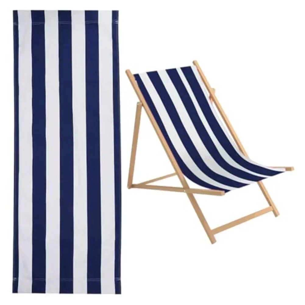 Tissu de remplacement pour chaise plage 120x44cm rayures bleu et blanc housse siège pêche