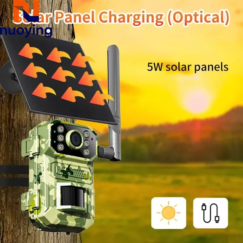 Caméra de piste solaire 4MP 4G avec détection PIR, vision nocturne IR pour observation de la faune