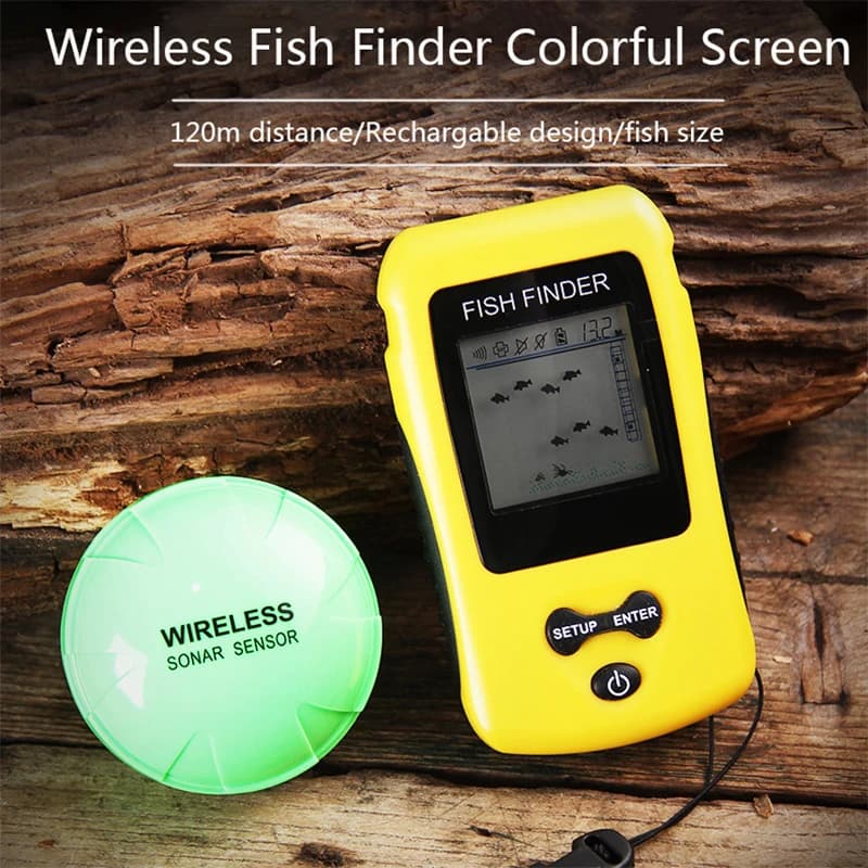 Détecteur de poissons sans fil KDR coloré - Sondeur à écho avec transducteur et batterie rechargeable