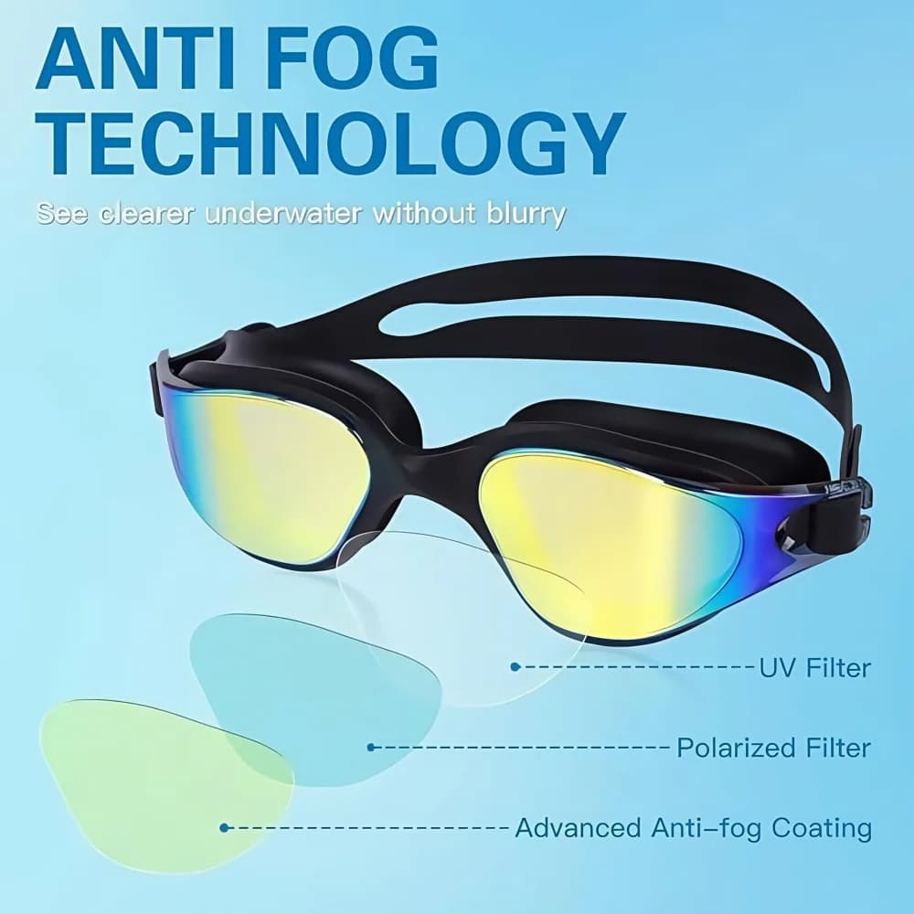 Nouvelles lunettes de natation professionnelles grandes montures silicone traitement anti-UV - Extérieur