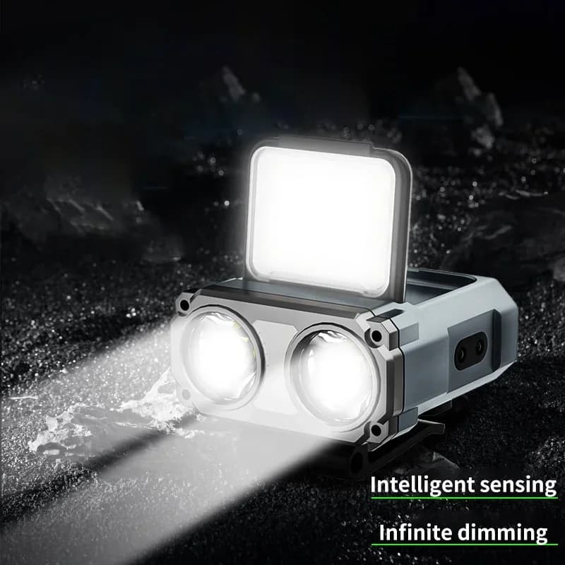 Lampe frontale détection LED rechargeable Type-C pour VTT et sécurité nocturne à vélo