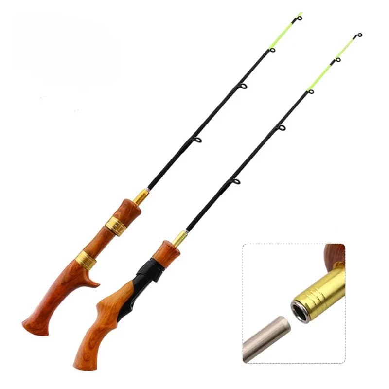 Canne télescopique glace 62cm carbone portable pour pêche crevettes et carpe en rivière hivernale