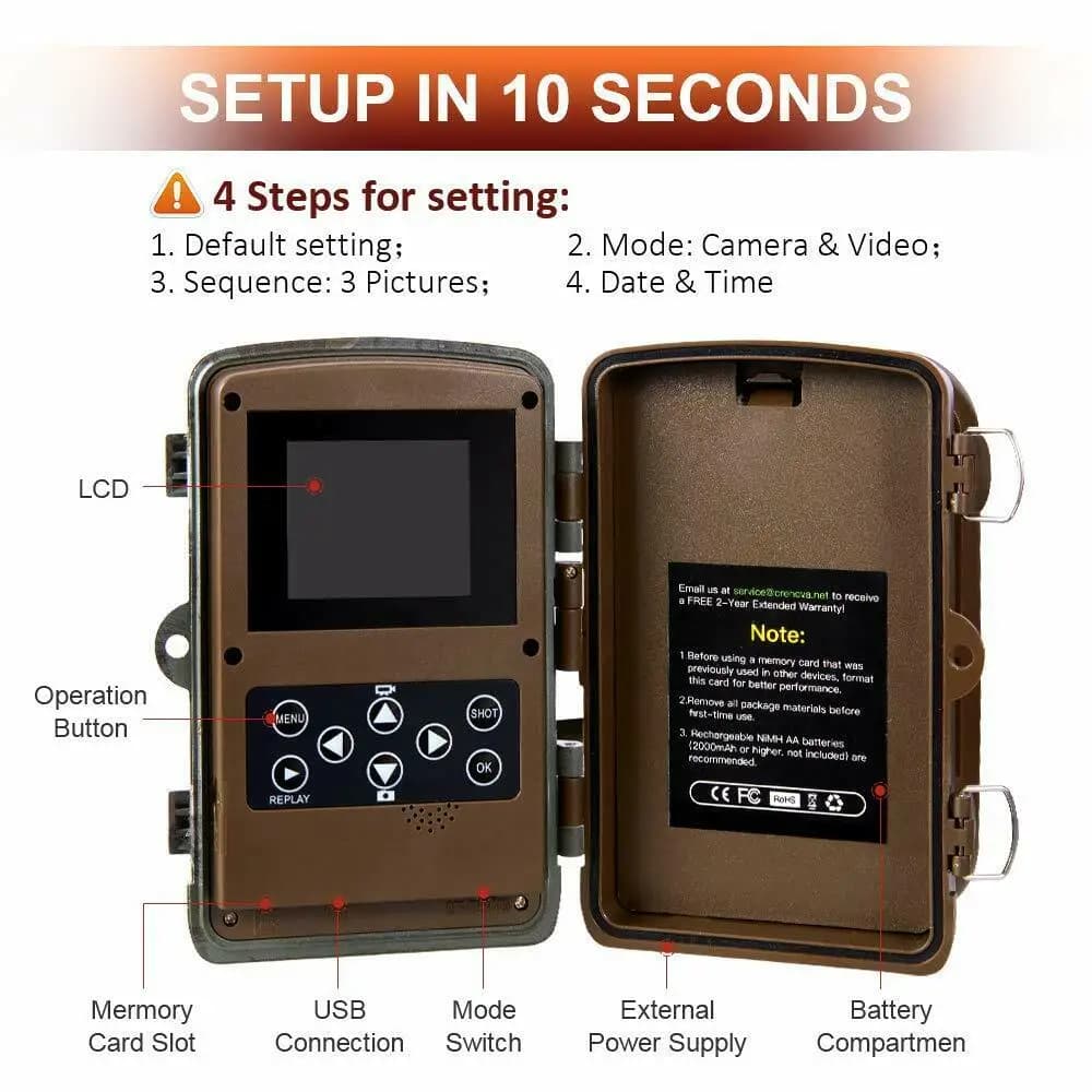 Caméra faune outdoor 20MP HD 1080P vision nocturne accessoires chasse étanche IP66 scope thermique