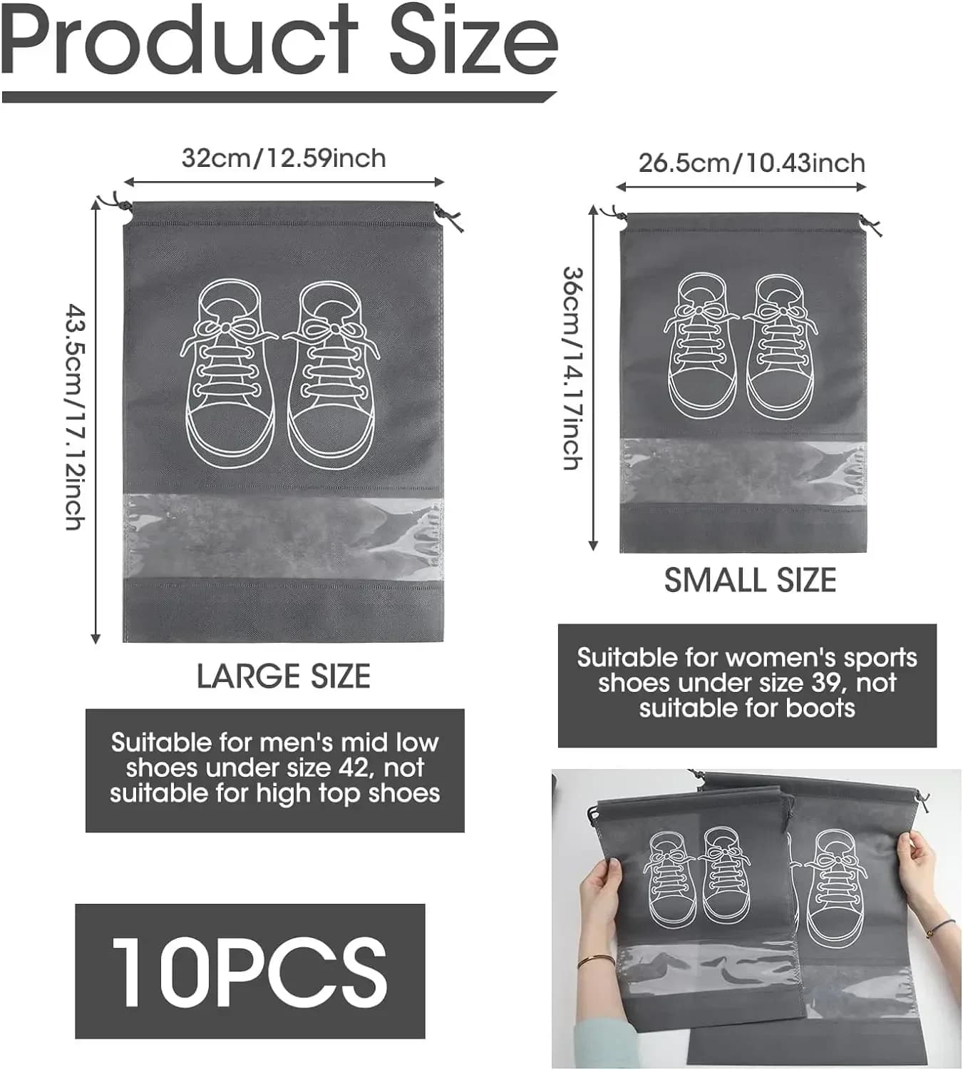 Sacs de rangement chaussures 5/10PCS non-tissés - Pochette voyage étanche organisateur chaussures portable