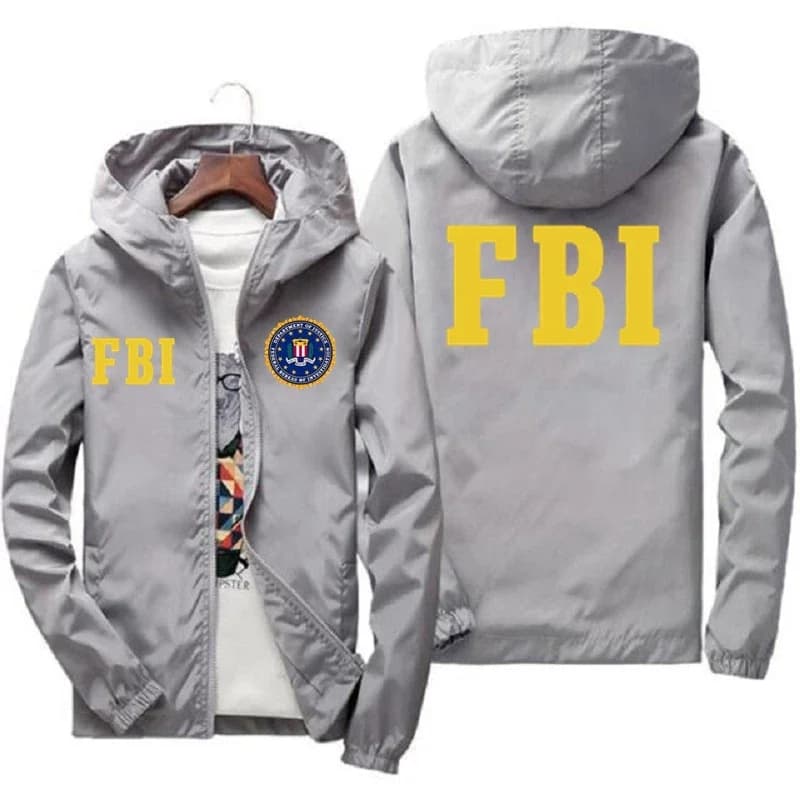 Veste sport imprimée FBI pour hommes - Marque fashion décontractée coupe-vent printemps automne