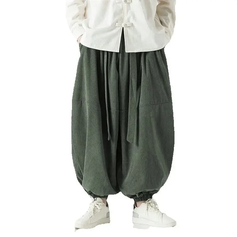 Pantalon velours côtelé homme pêche loose casual printemps automne streetwear élastique