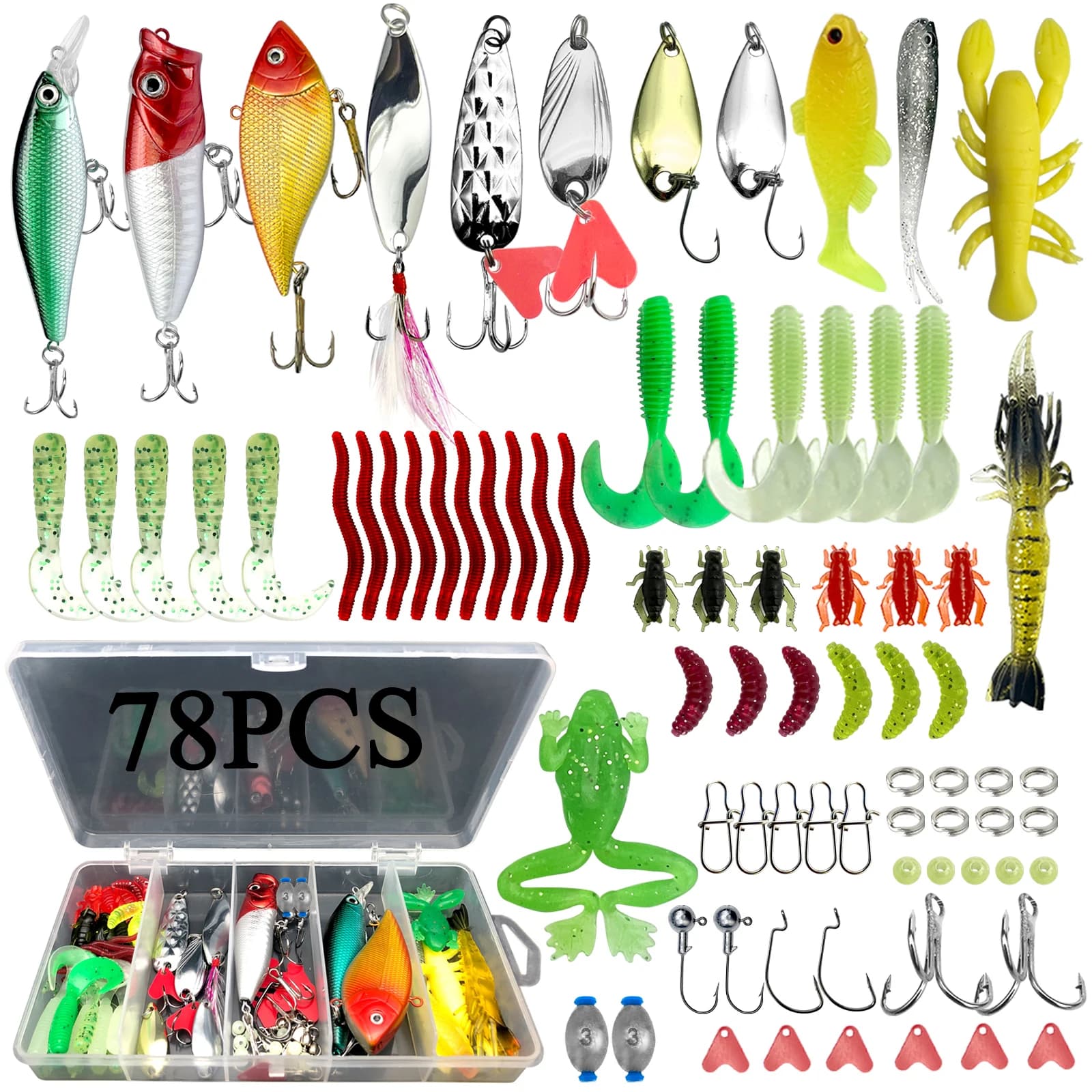 Kit 78-284 leurres pêche topwater - Accessoires montages pour bars truites saumons carnassiers