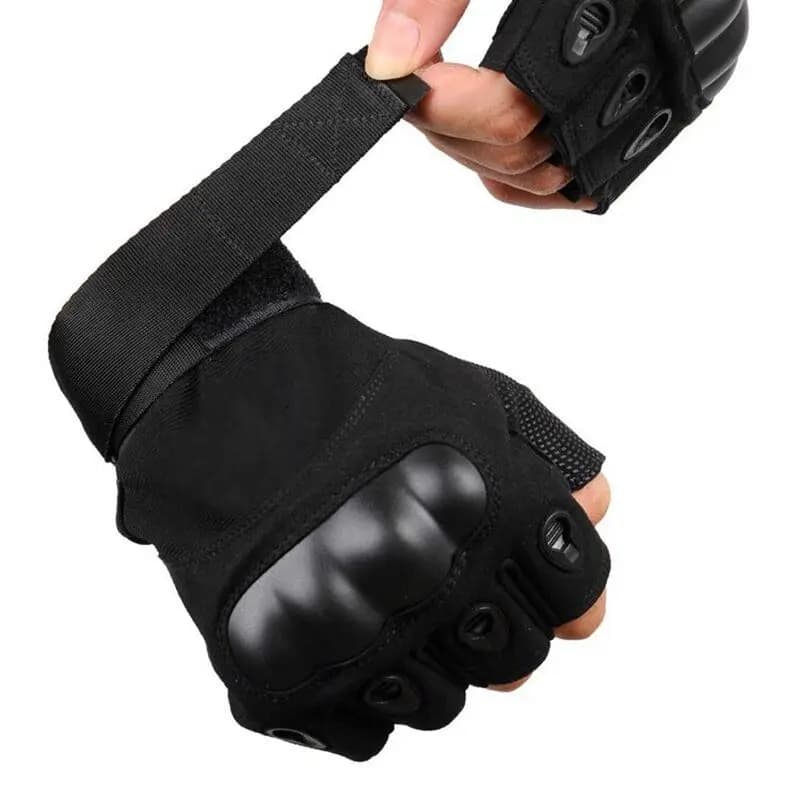 Gants tactiques mi-doigts protège-nuques pêche chasse - militaire airsoft paintball protection main