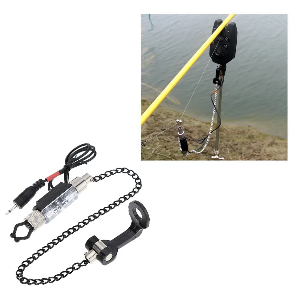 Support chaîne pour alarme de touche en fer avec indicateur LED illuminé - Accessoire de pêche pratique