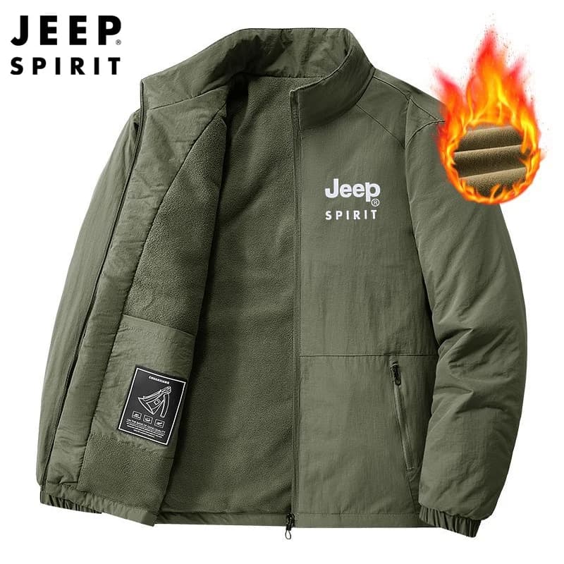 Veste Jeep Spirit homme printemps automne - Veste col montant casual chaude - Veste coupe-vent couleur unie