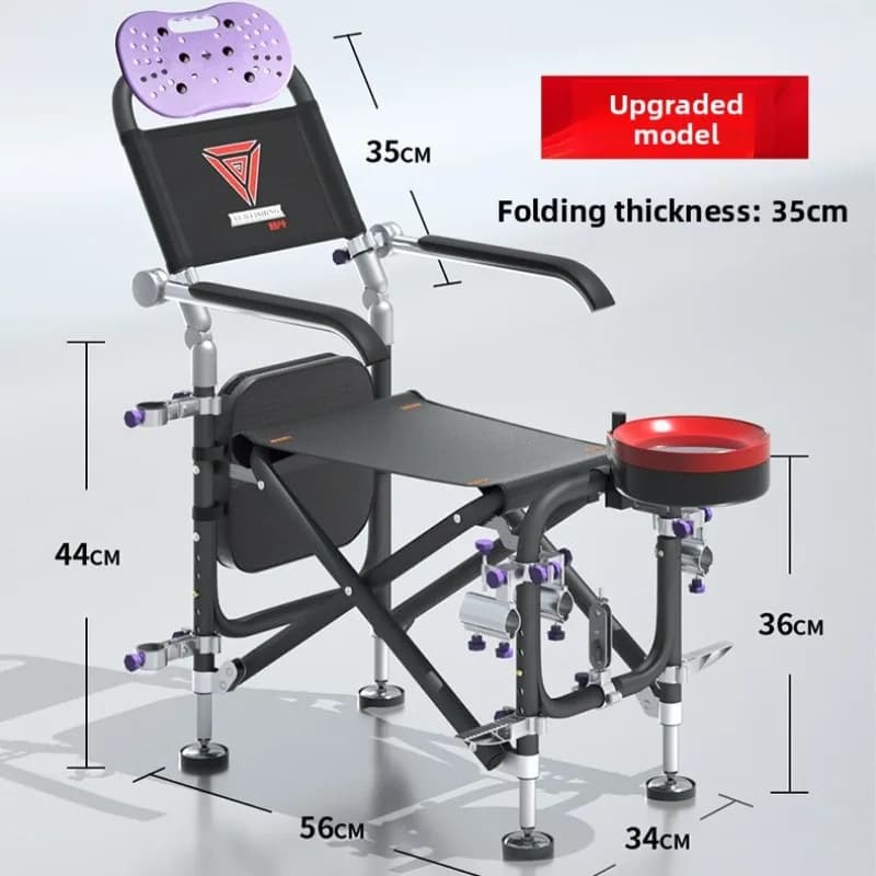 Chaise de pêche pliante robuste hauteur réglable - Siège stable tout terrain pour camping