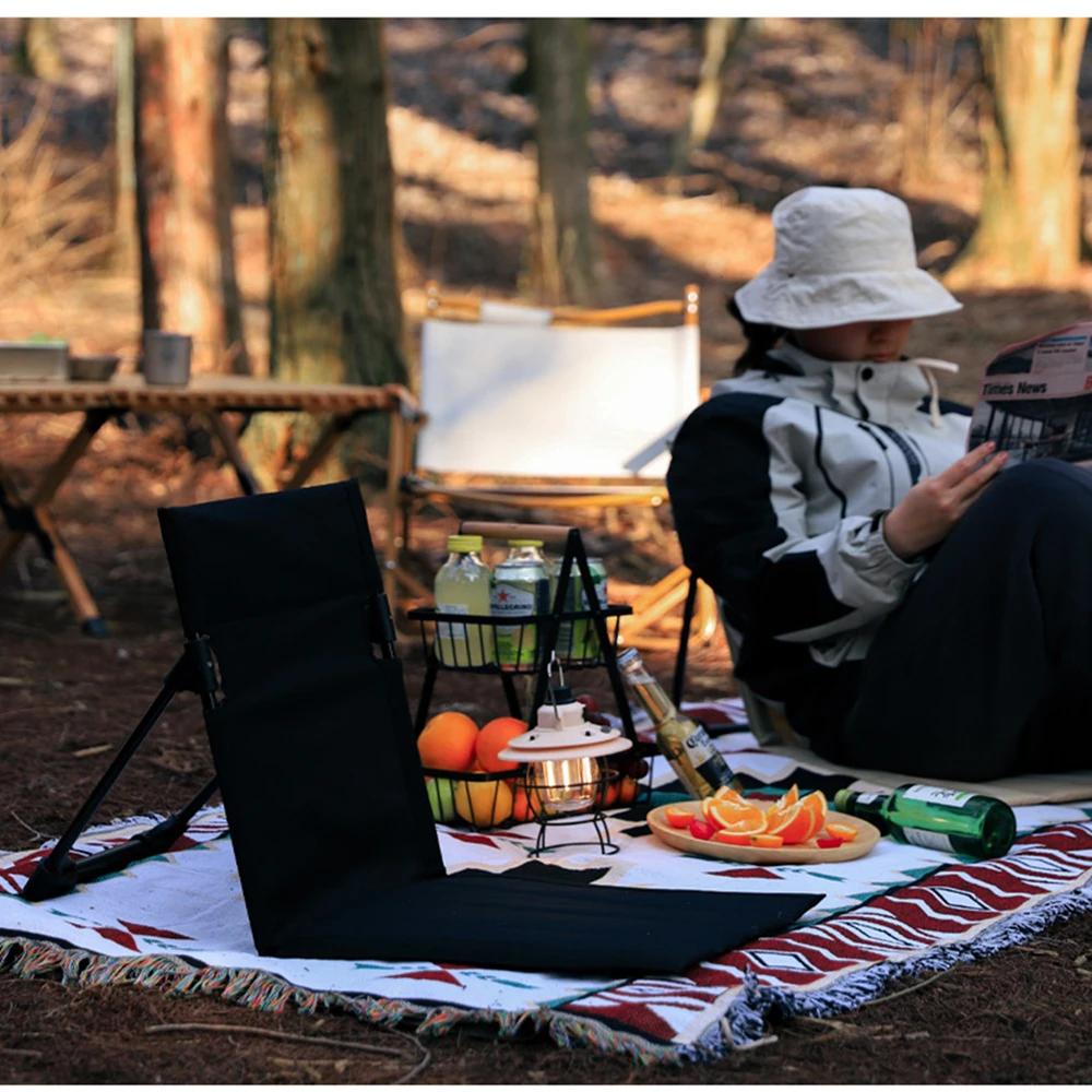Chaise pliante camping pêche confortable avec dossier inclinable et coussin pour jardin plage