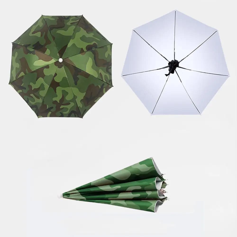 Chapeau parapluie pêche résistant au vent pliable portable protection solaire camping plage