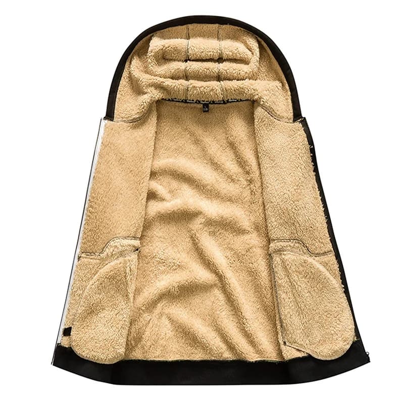 Veste d'hiver polaire doublée sherpa pour pêche - Coupe-vent chaude avec capuche zip homme