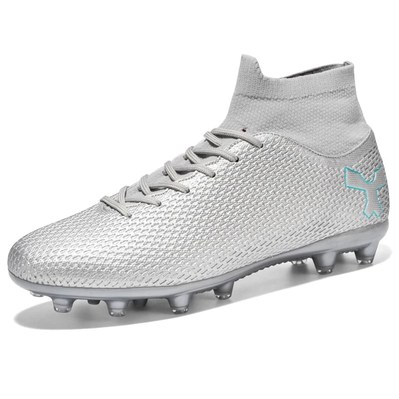 Chaussures de foot homme antidérapantes professionnelles pour terrain extérieur et intérieur - Haute cheville