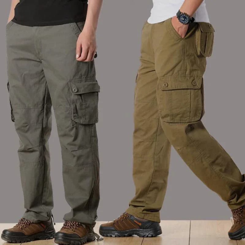 Pantalon cargo militaire ample multi-poches homme - Vêtements pêche pratique