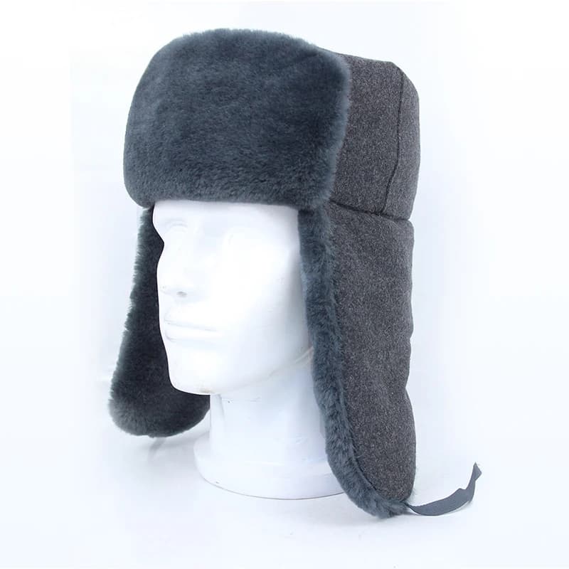 Chapeau ushanka russe tactique hiver - Bonnet pêche chasse chaud coton gris pour pêche froide