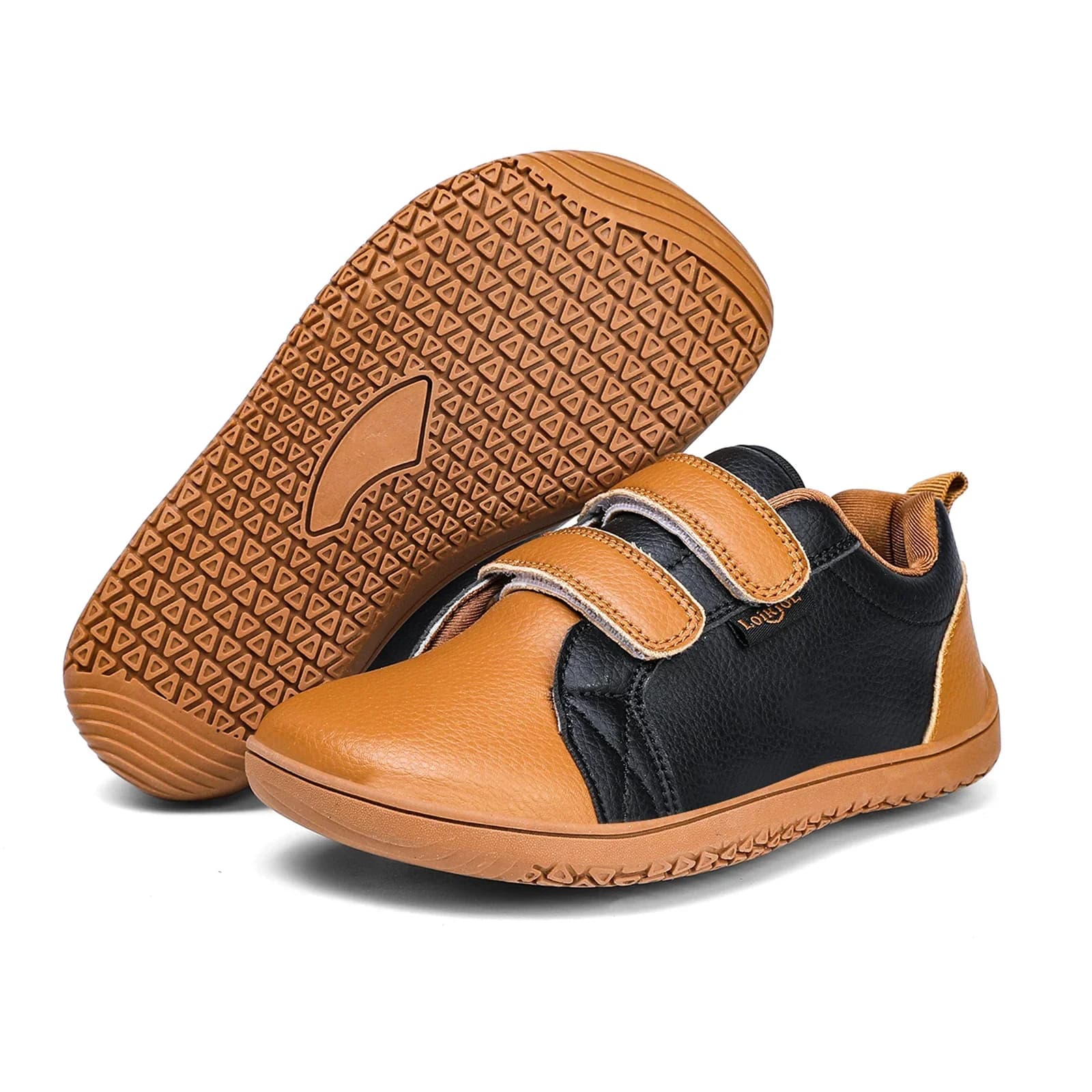 Chaussures pieds nus enfants large orteils minimalistes légères scratch cuir artificiel pêche famille