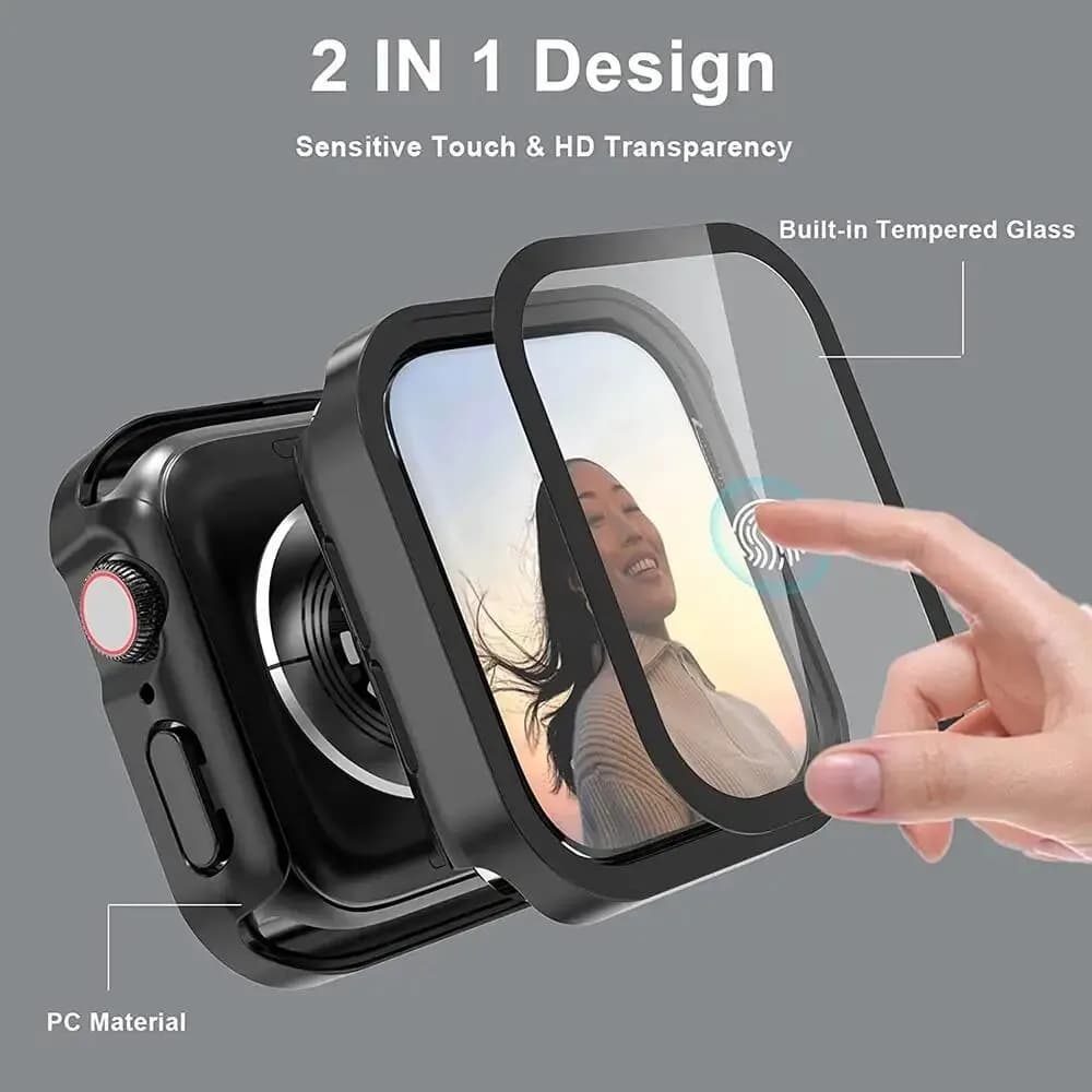 Coque et protecteur écran trempé pour Apple Watch 45mm 41mm pêcheur étanche protection chocs accessoires