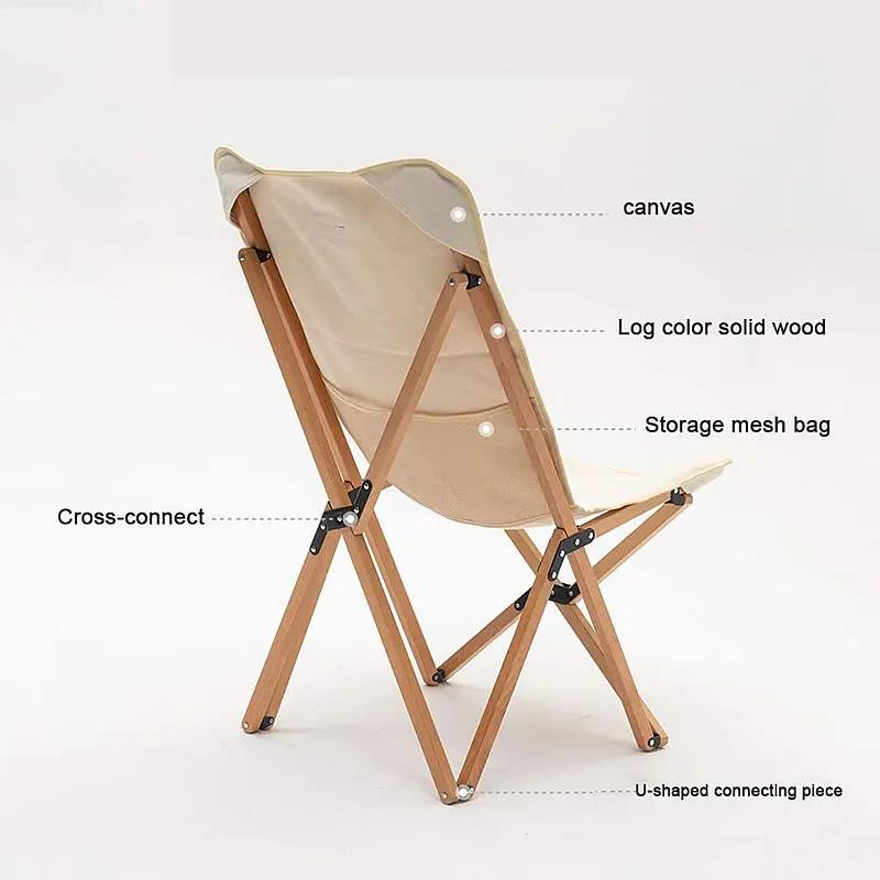 Chaise papillon pliante bois plage aluminium avec sac de rangement pour pêche randonnée barbecue voyage