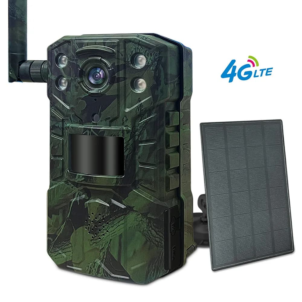 Caméra trail chasse 4G LTE solaire prise EU 14MP détection PIR 20M vision nocturne 30M wildlife