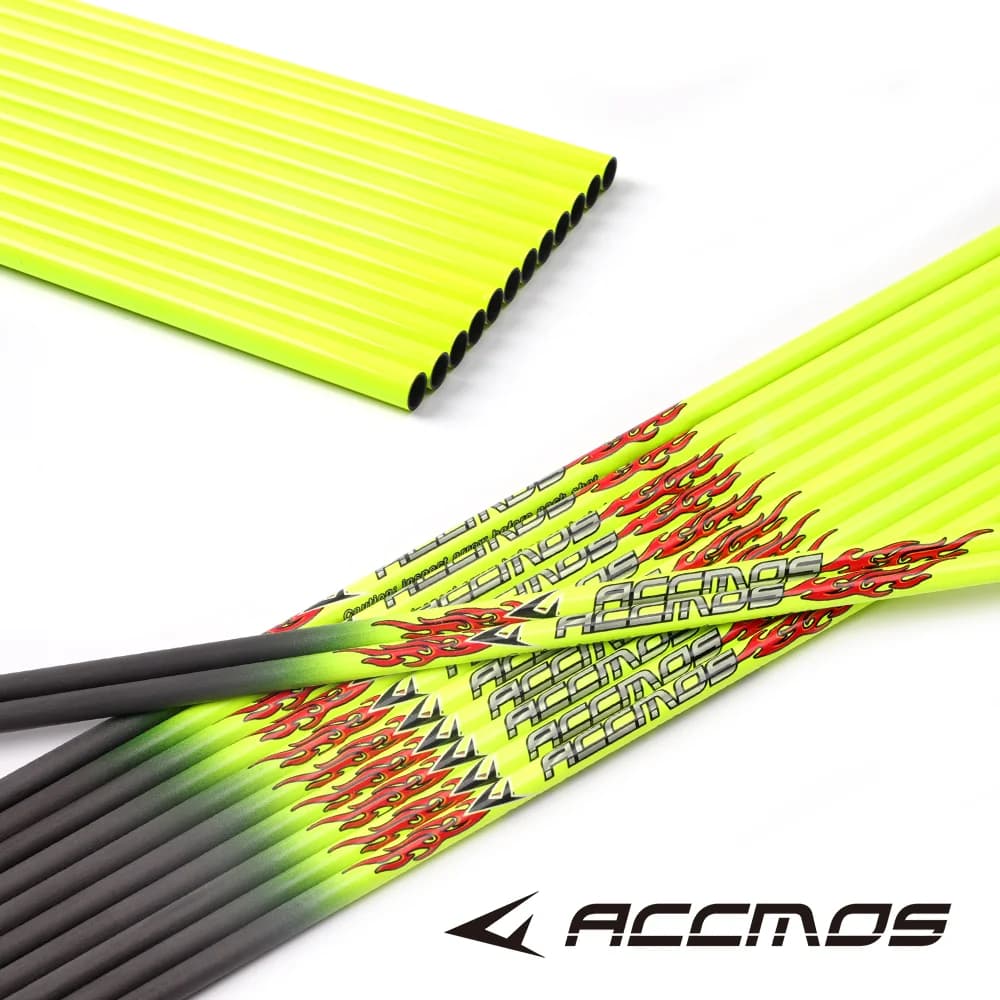Fûts flèches carbone pur jaune/orange ID6.2mm spine 300-800 33 pouces chasse pêche accessoires tir