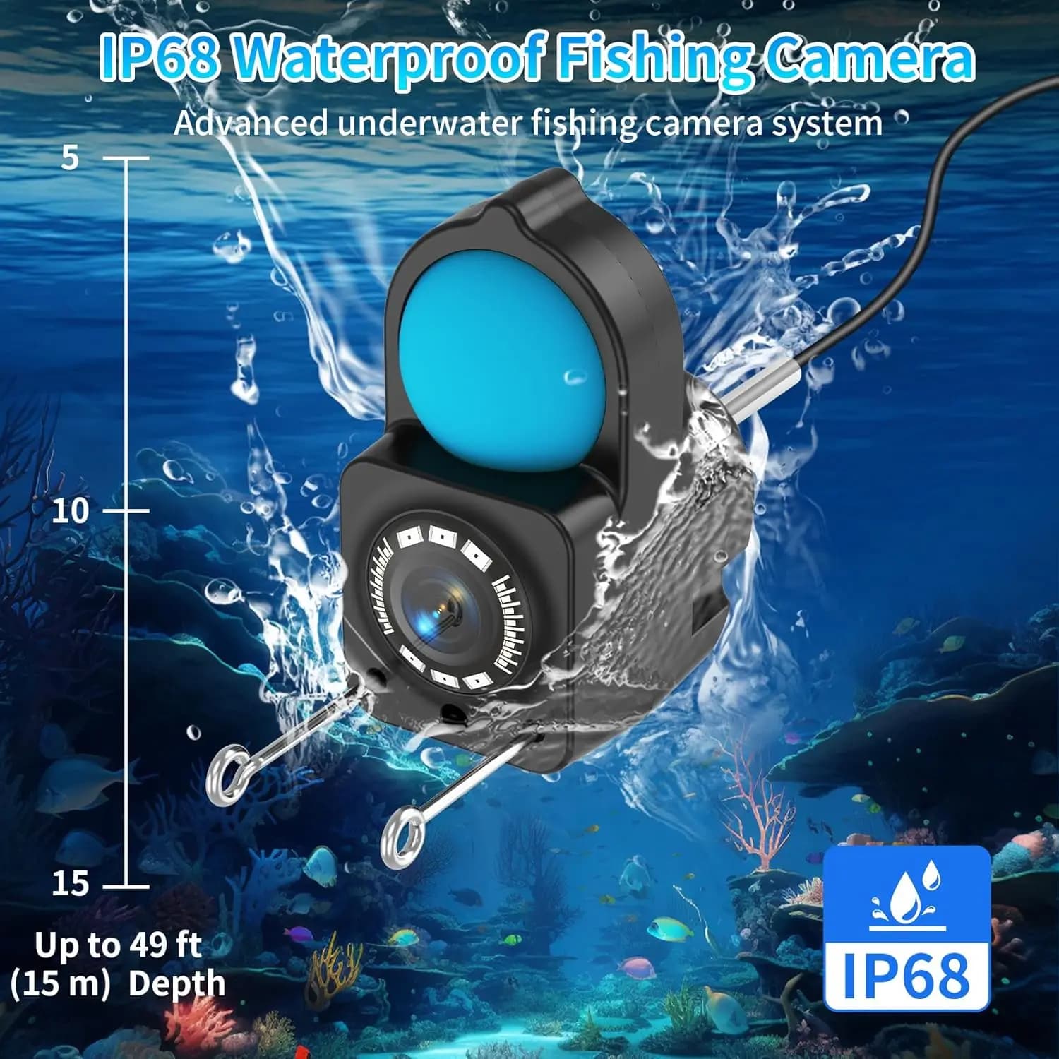 Caméra de pêche sous-marine HD 1080P portable avec écran LCD 4.3" pour pêche en kayak et bateau