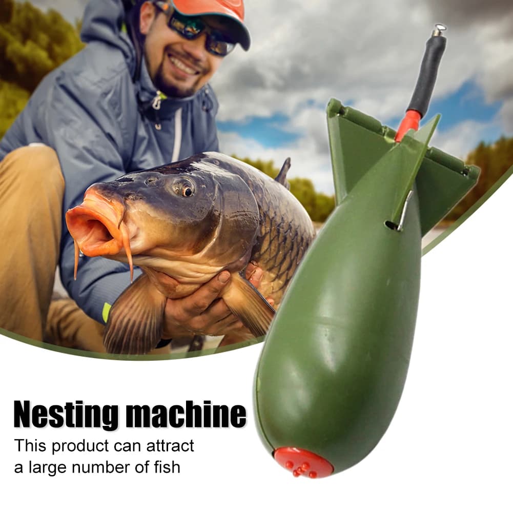 Feeder fusée pour pêche à la carpe - 10.5/14.5/17.5cm avec flotteur et porte-appâts
