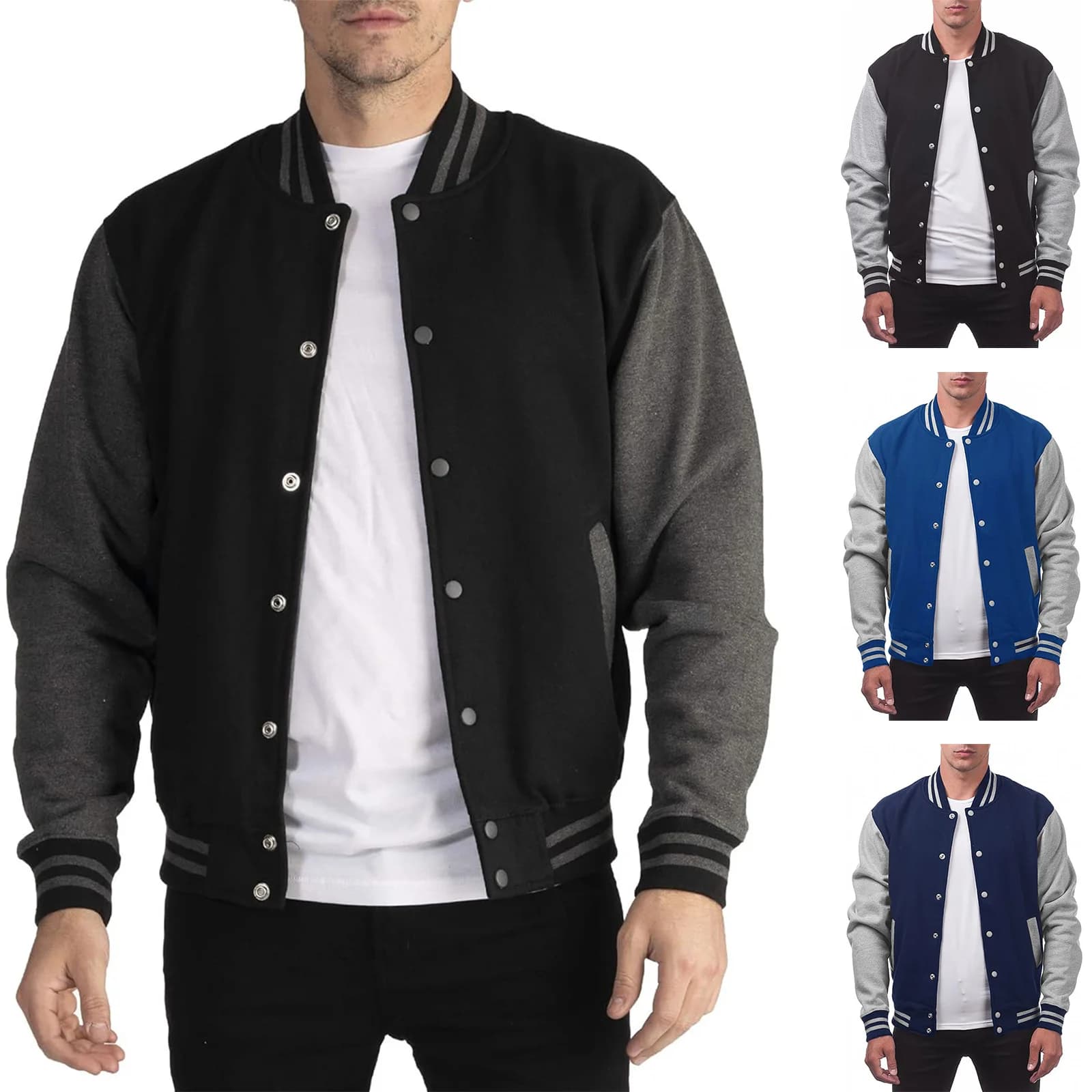 Bomber baseball loose homme 2025 taille plus américain tendance pêche décontractée