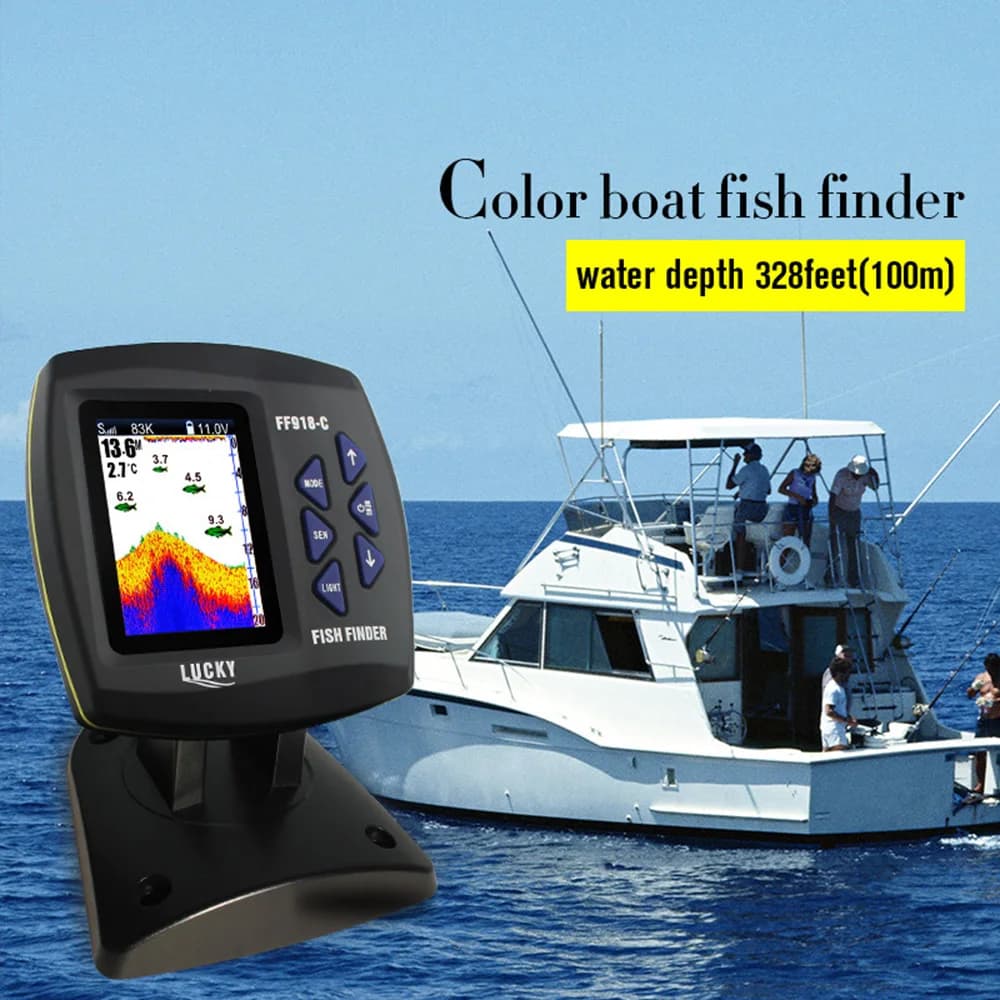 Détecteur poissons double fréquence LUCK Y FF918 écran couleur 100m sondeur écho-sondeur 2024