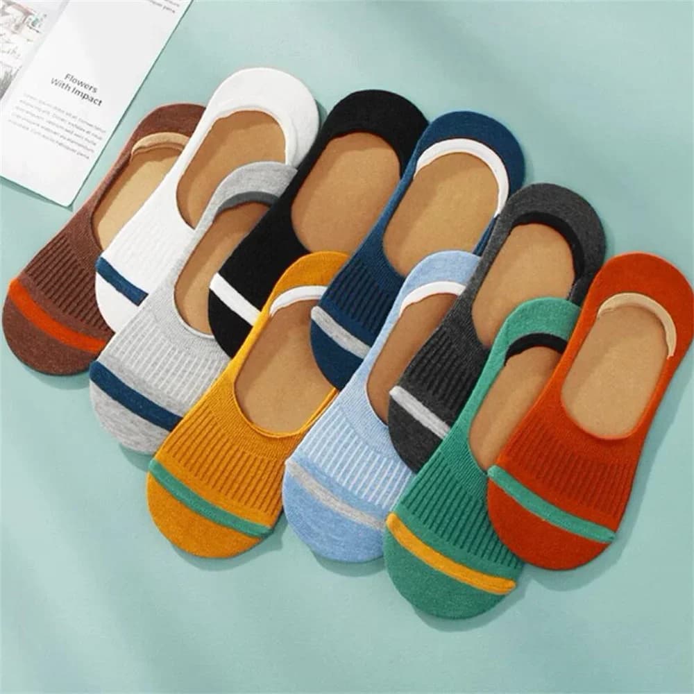 Lot 10 paires chaussettes bateau été invisibles - Antidérapantes fines pour pêche estivale