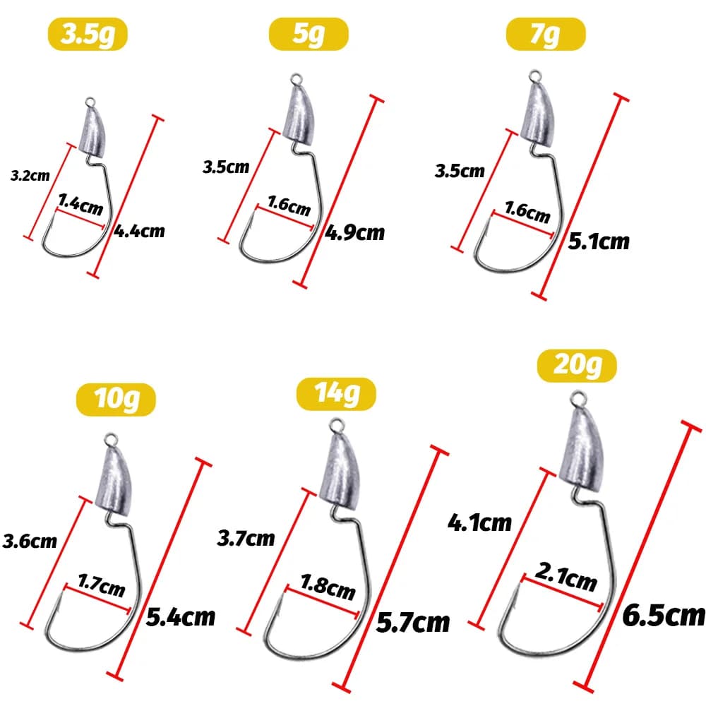 Tête plombée metal jig head 3g à 20g hameçon sharp pour soft lure texas rig pêche leurres souples
