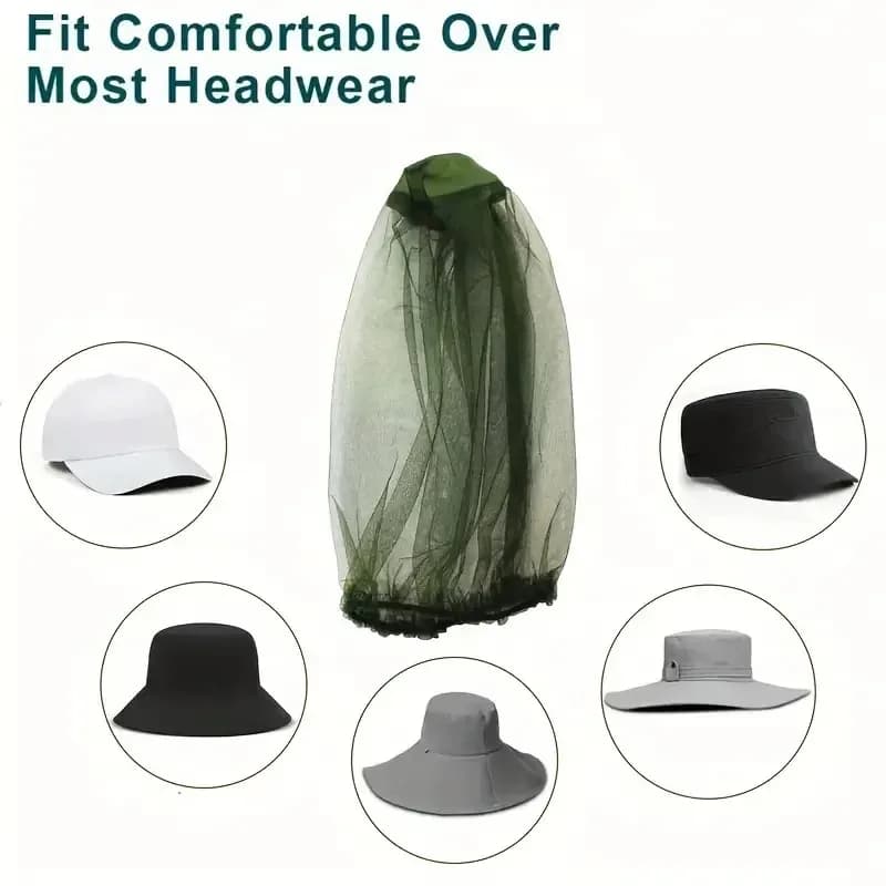 Chapeau anti-moustiques avec filet tête pour randonnée, camping, pêche - Protection insectes