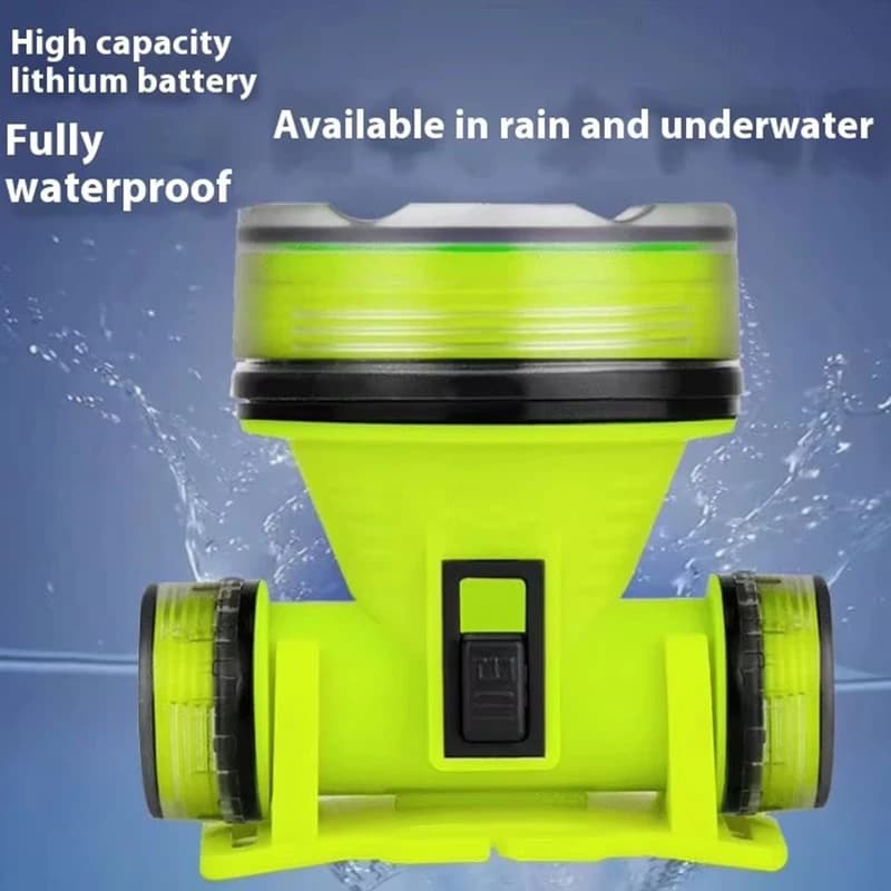 Lampe frontale plongée étanche 350m rechargeable pour pêche sous-marine et spearfishing