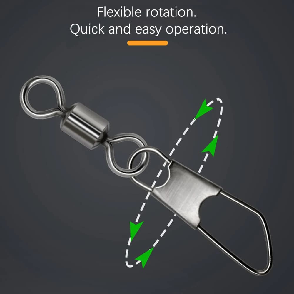 DNDYUJU 100 swivels de pêche type A en acier inoxydable pour connecteurs de leurres et pêche à la carpe