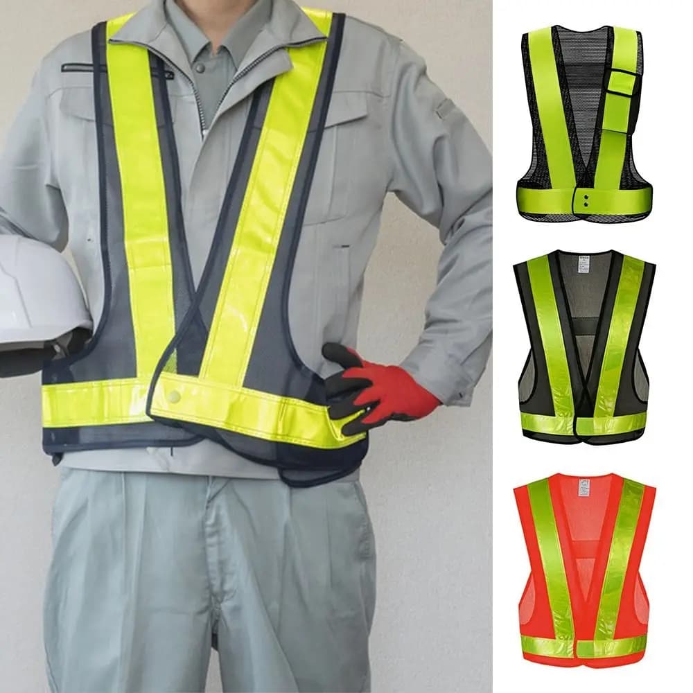 Gilet de sécurité réfléchissant respirant noir orange - Vêtement lumineux pour pêche nocturne et sports outdoor