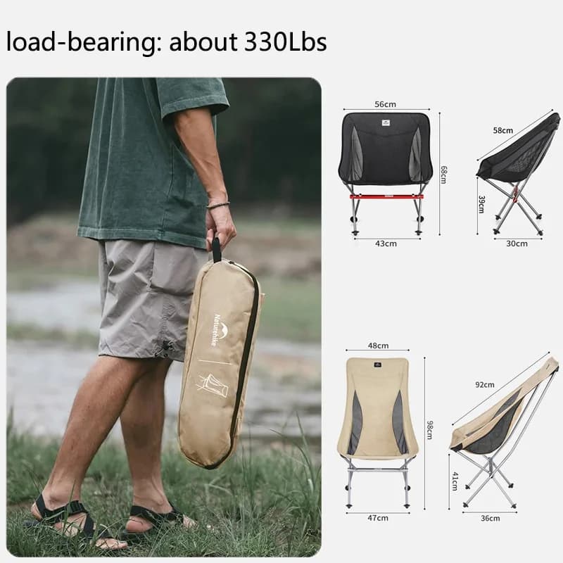 Chaise de pêche pliante Naturehike L04 ultralégère aluminium - Siège lune camping portable