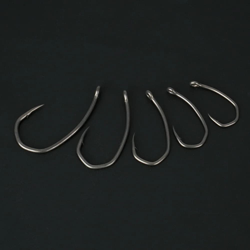 Hameçon de pêche Hirisi 8041, 50 pièces en acier inoxydable carbone anti-rouille, point acéré et hampe à boucle