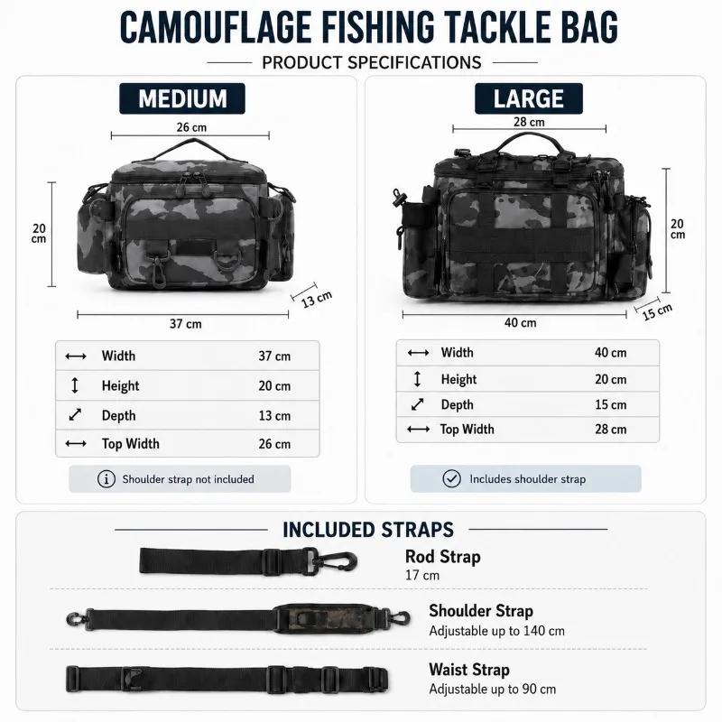 Sac bandoulière pêche étanche grande capacité avec porte-canne - Accessoires sport outdoor portable