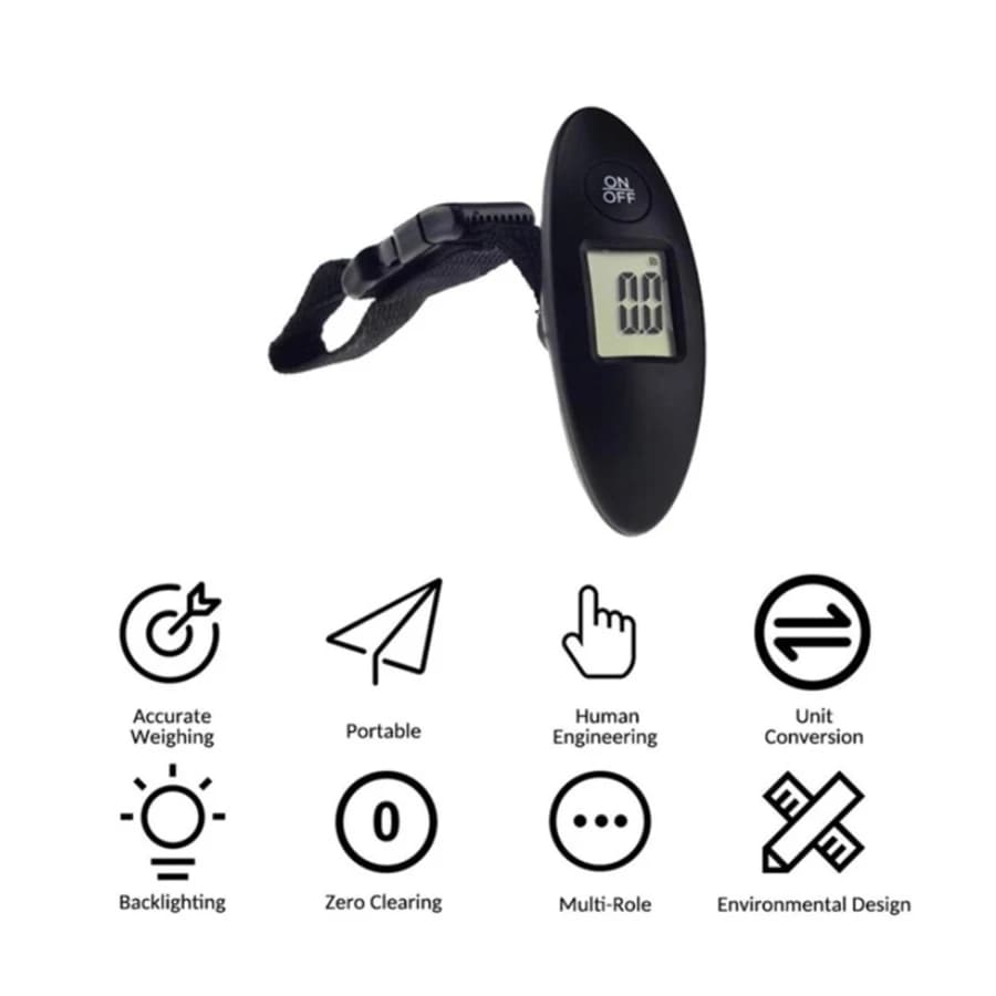 Pèse-bagages numérique portable 40kg pour voyage pêche - Balance électronique LCD avec sangle 100g