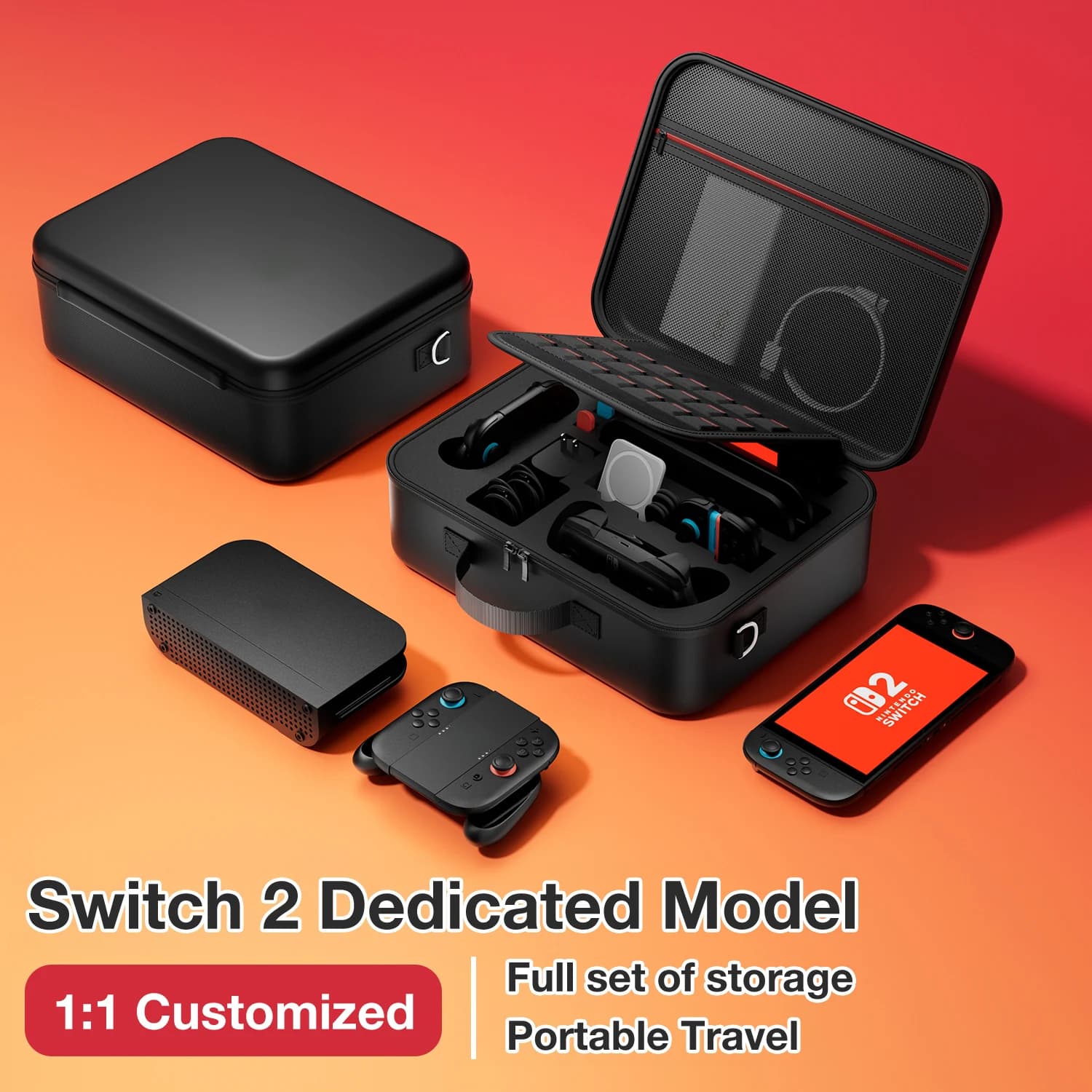 Grand sac de transport pour Switch 2 étanche, anti-rayures avec compartiment chargeur et accessoires