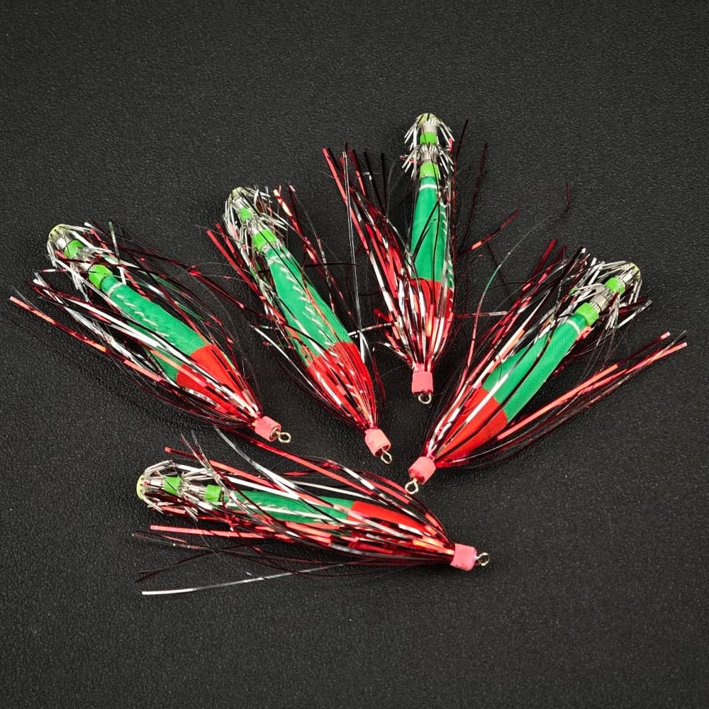 Ackibbik 5pcs Glow Squid Jig Hook - Hameçon parapluie lumineux pour pêche seiche calmar poulpe
