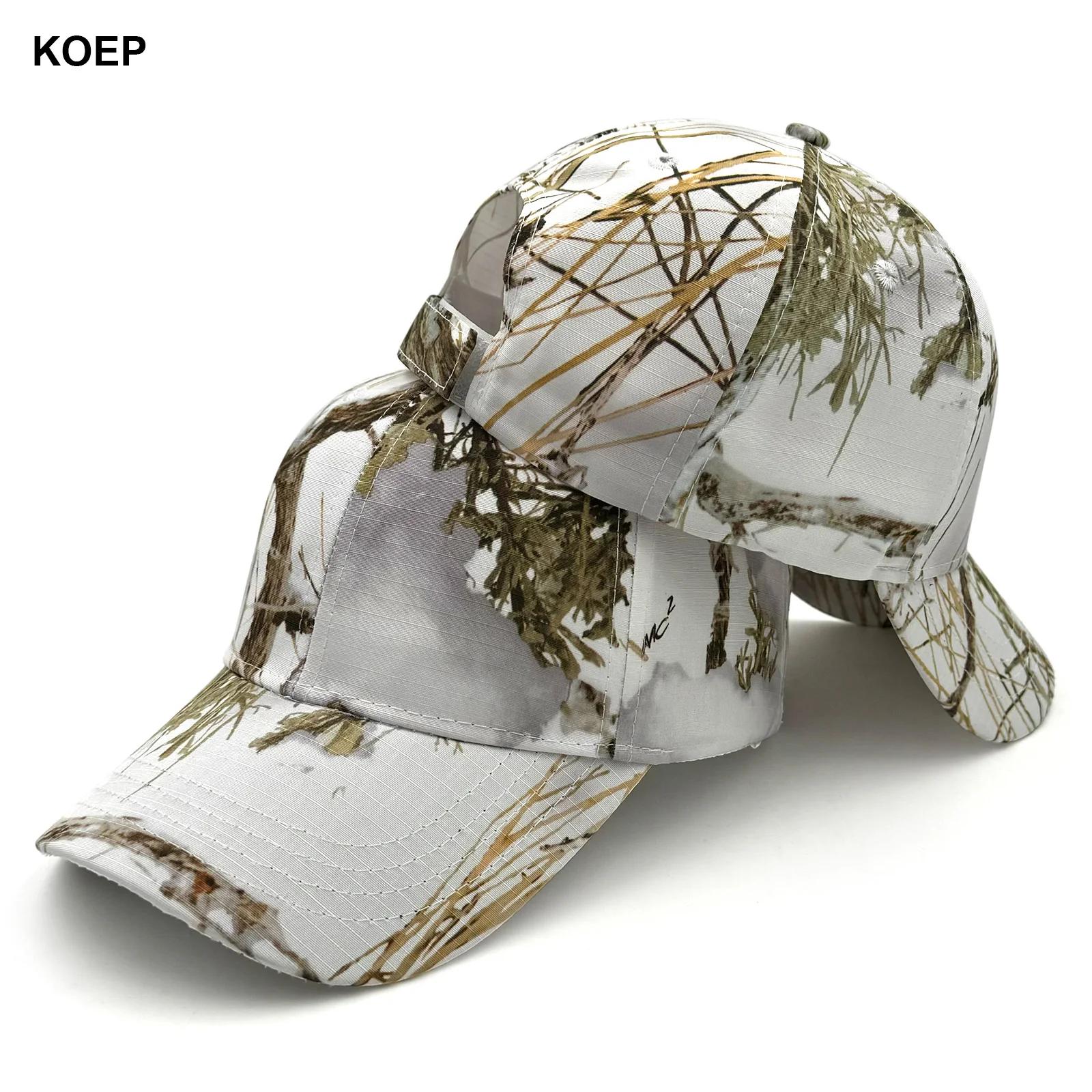 Casquette camouflage blanc pêche KOEP - Baseball cap neige pêche hiver chasse snapback