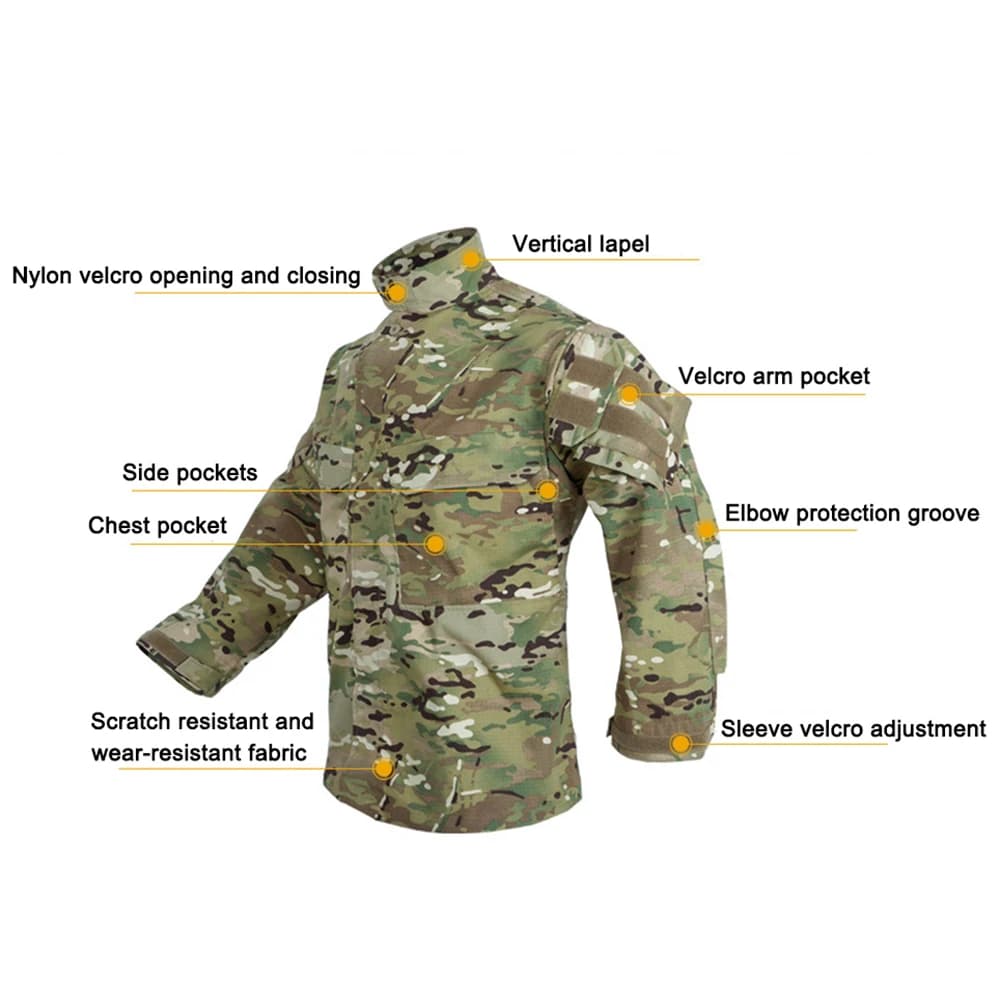 Veste camouflage tactique manches longues chasse - Uniforme entraînement paintball pêche outdoor